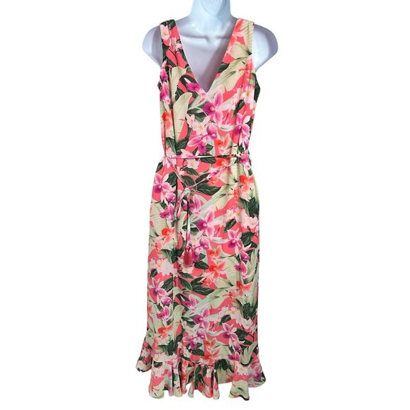 Tommy Bahama Floral Tropical Midi Dress Sz XXS Sleeveless Lined High Low Hem - Picture 8 of 9